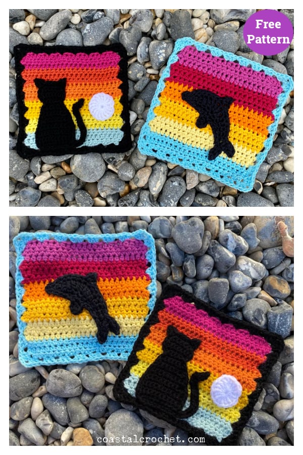 Sunset Silhouette Granny Square Free Crochet Pattern