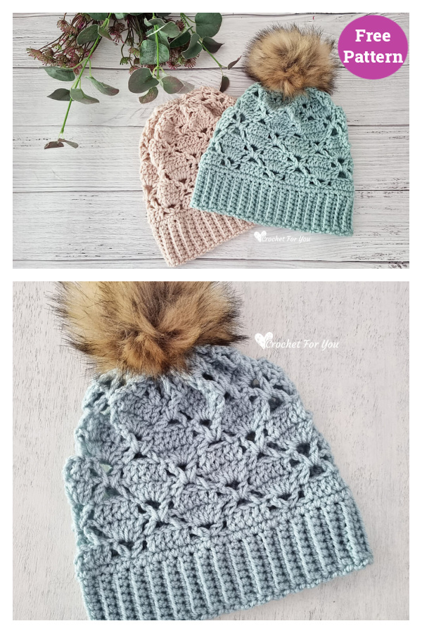 Vintage Lace Pompom Hat Free Crochet Pattern