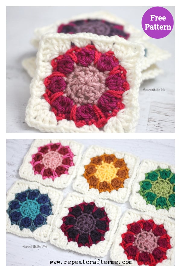 4 Inches Dahlia Square Free Crochet Pattern