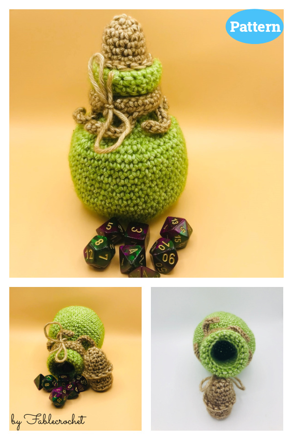 Amigurumi Potion Bottle of Magic Dice Bag Crochet Pattern