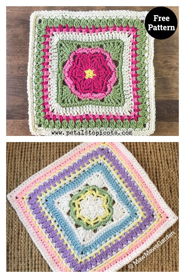 Dahlia Bloom Afghan Square Free Crochet Pattern