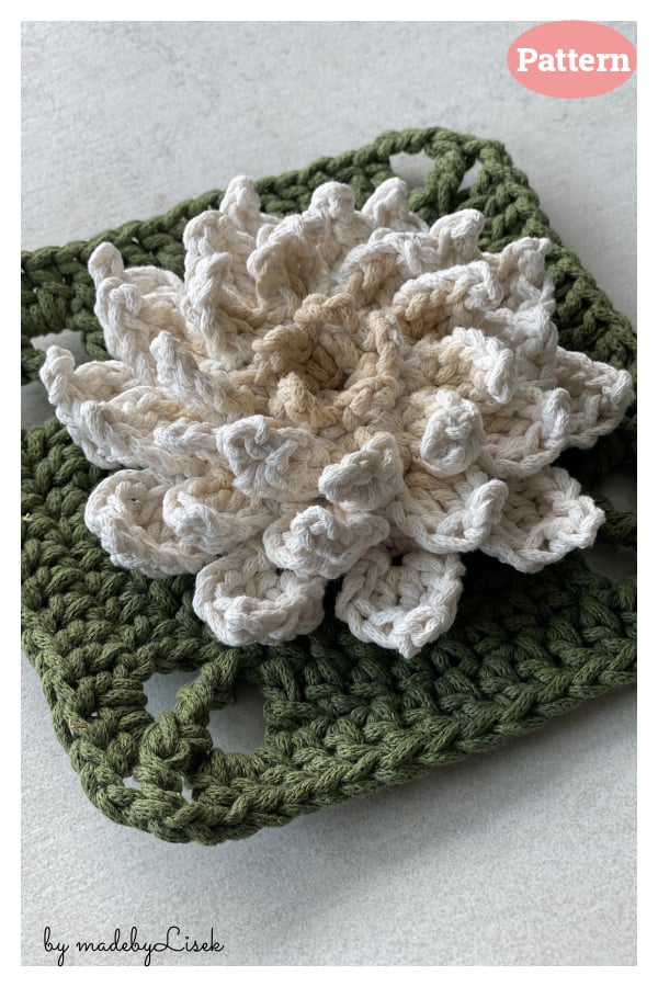 Dahlia Flower Granny Squares Crochet Pattern