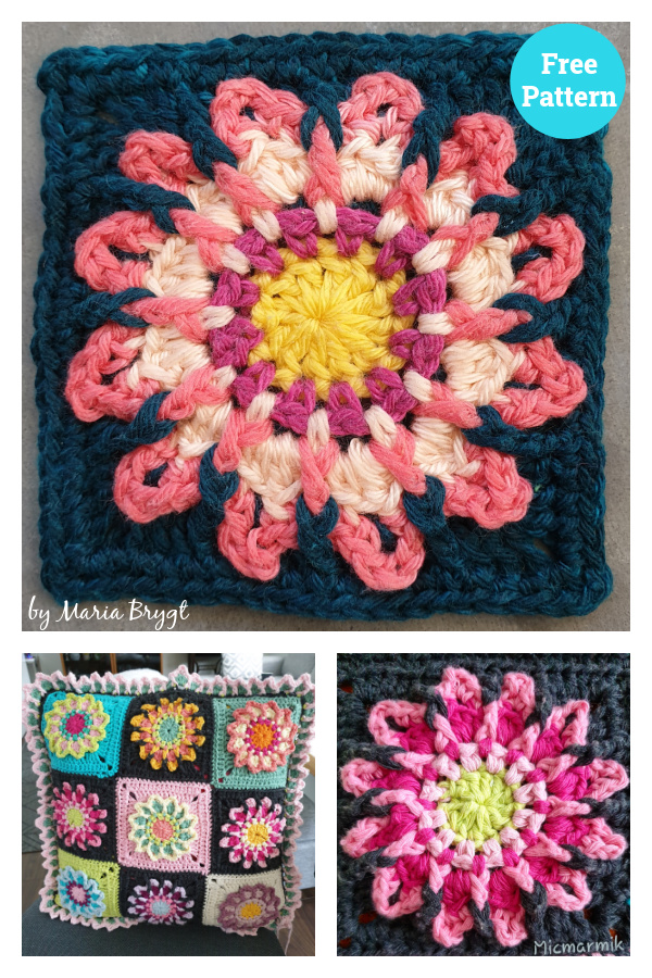 Dahlia Square Free Crochet Pattern