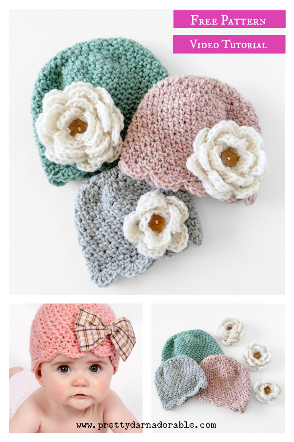 Easy Scalloped Beanie Free Crochet Pattern and Video Tutorial