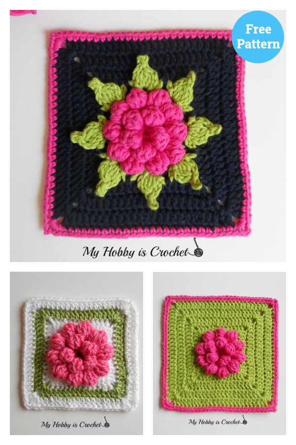 Majestic Bloom Granny Square Free Crochet Pattern