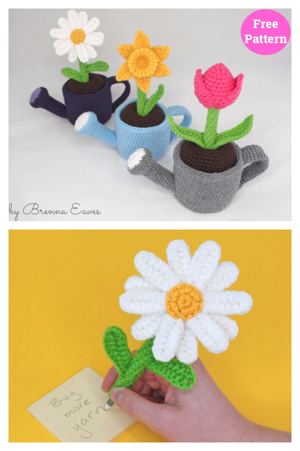 May Flower Daffodil Daisy Tulip Free Crochet Pattern