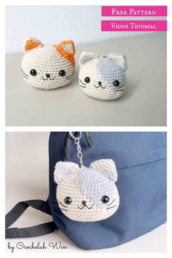 Amigurumi Cat Keychain Free Crochet Pattern and Video Tutorial