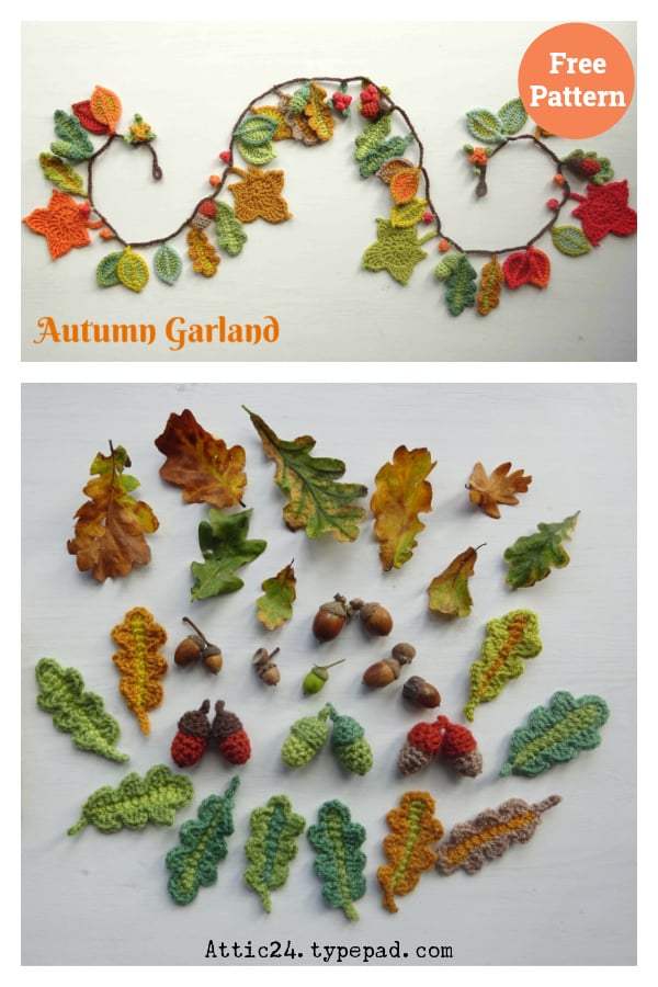 Autumn Leaves and Acorns Free Crochet Pattern