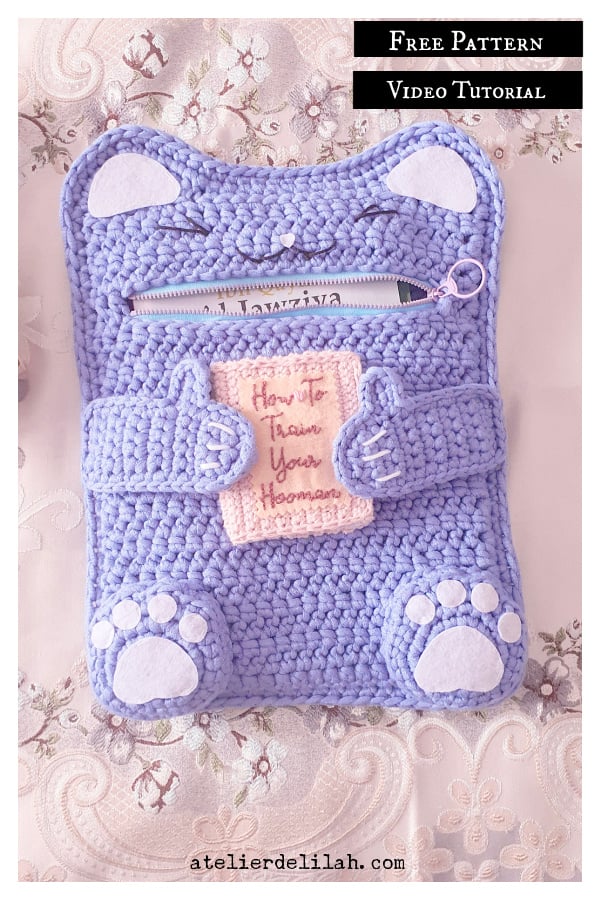 Cat Book Sleeve Free Crochet Pattern and Video Tutorial