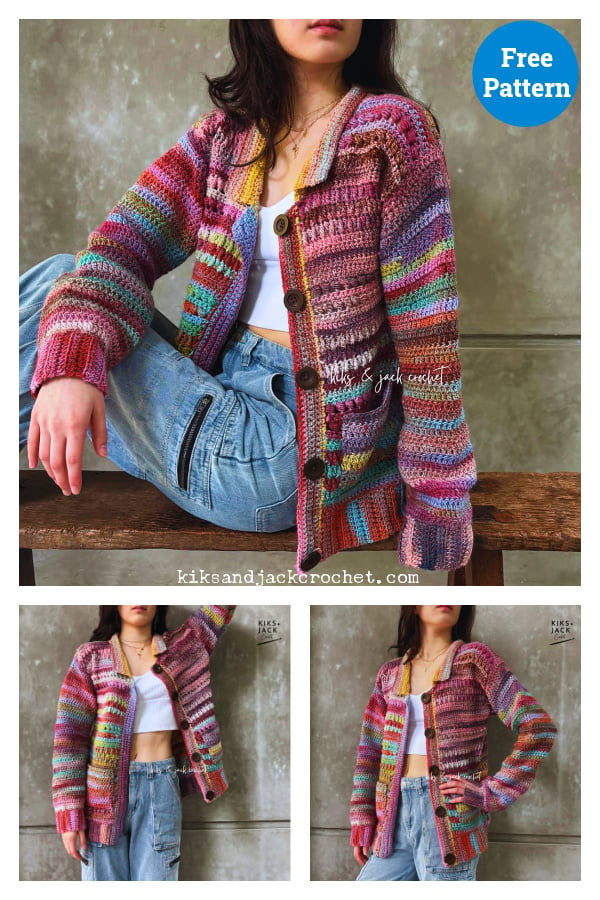 Easy Scrap Yarn Cardigan Free Crochet Pattern