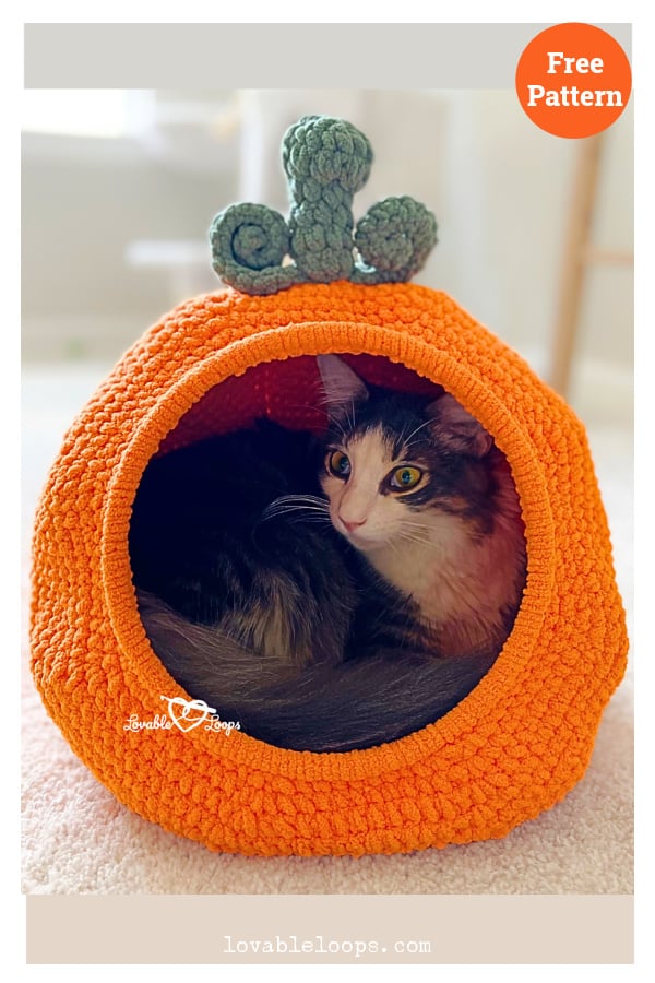 Pumpkin Cat Bed Free Crochet Pattern