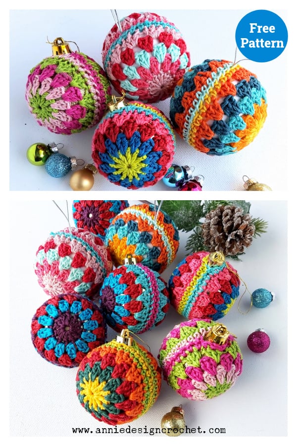 Easy Granny Christmas Baubles Free Crochet Pattern