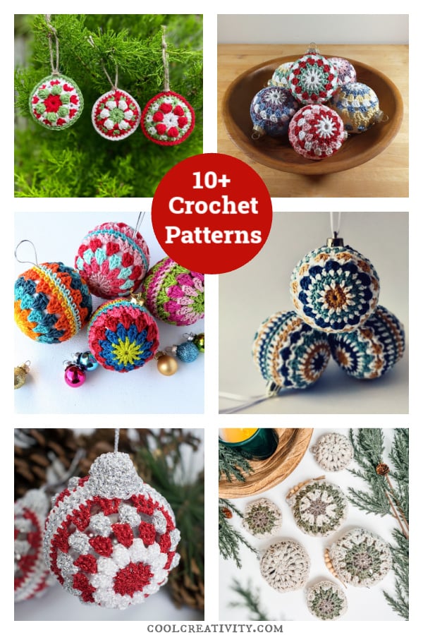 Granny Christmas Bauble Ornament Crochet Patterns 