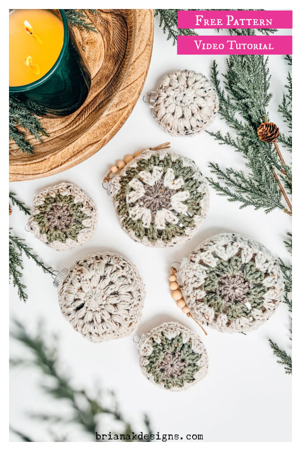 Hexagon Granny Ornaments Free Crochet Pattern and Video Tutorial