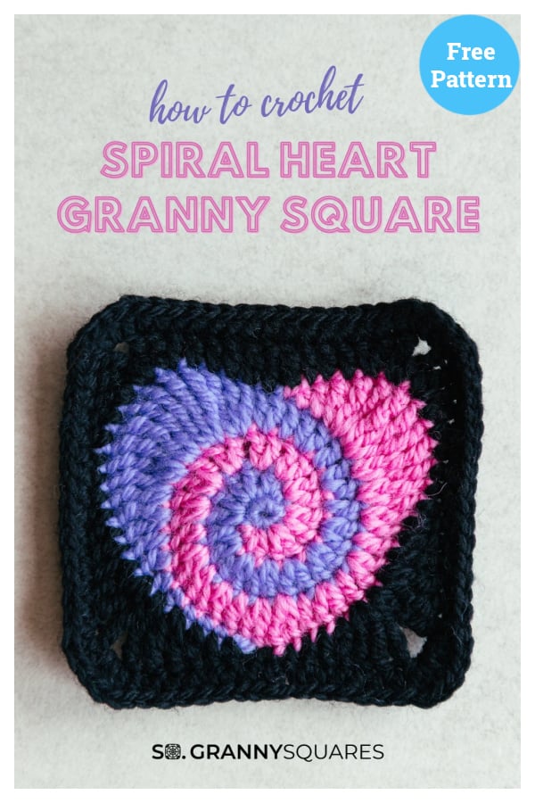 Spiral Heart Granny Square Free Crochet Pattern