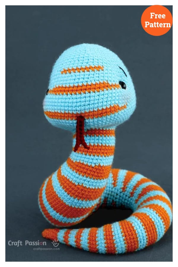 Curvy Striped Snake Amigurumi Free Crochet Pattern 