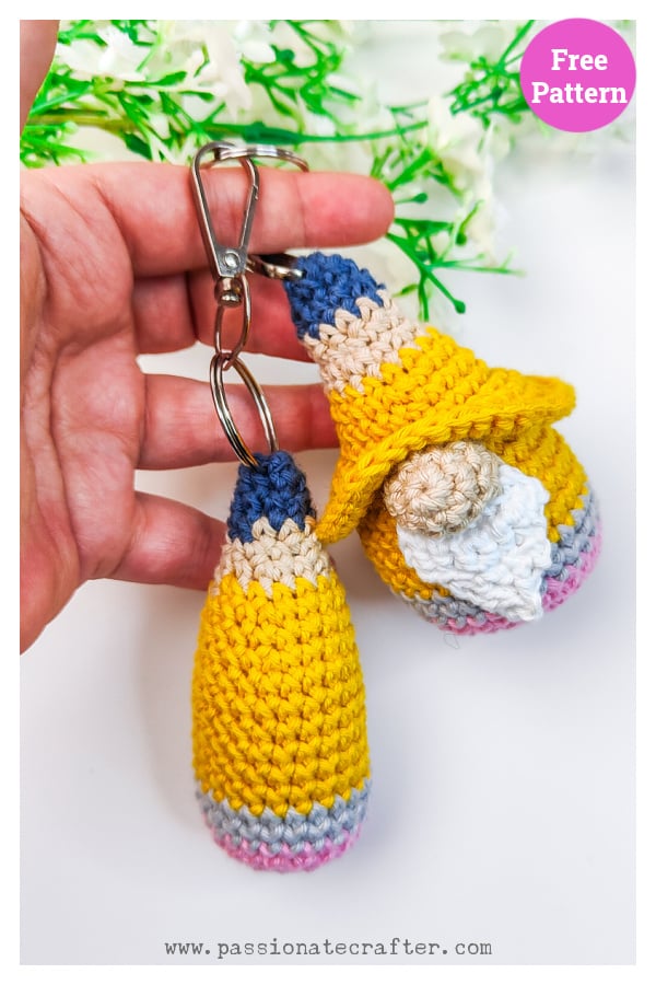 Pencil Gnome Keychain Free Crochet Pattern