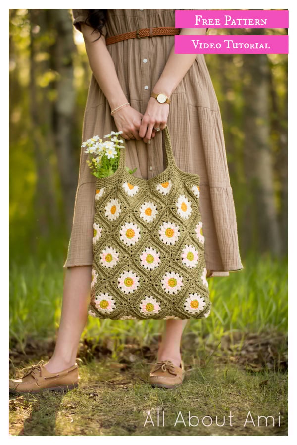 Garden Days Daisy Bag Free Crochet Pattern and Video Tutorial