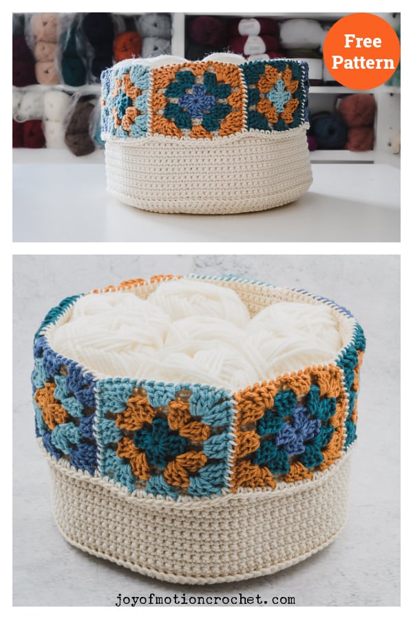 Granny Square Basket Free Crochet Pattern