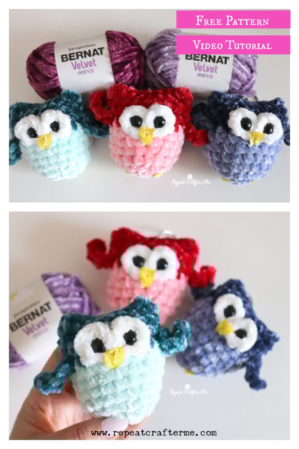 Mini Owl Keychains Free Crochet Pattern and Video Tutorial