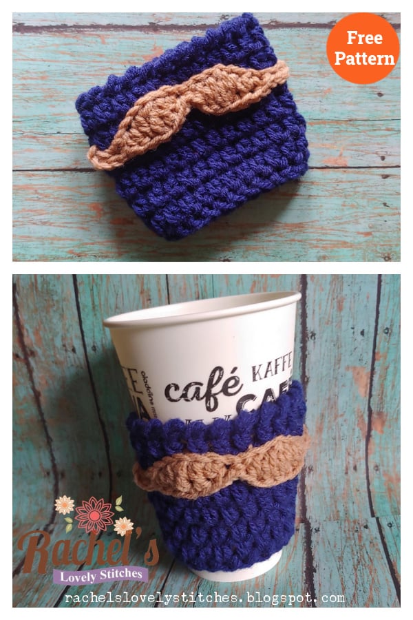 Mustache Cup Cozy Free Crochet Pattern 