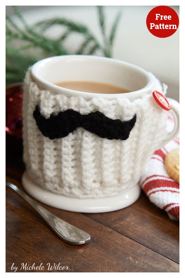 Mustache Mug Hug Free Crochet Pattern