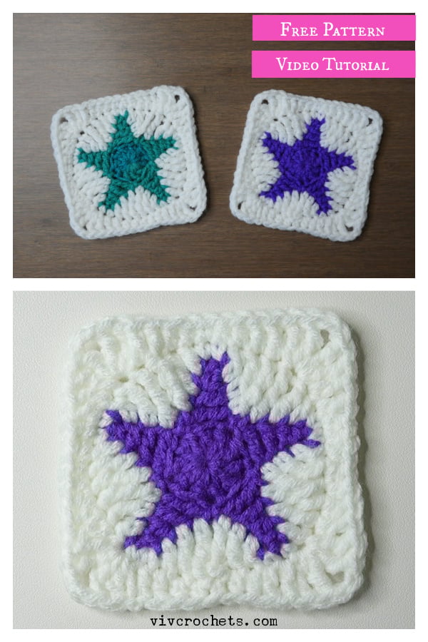 Star Granny Square Free Crochet Pattern and Video Tutorial