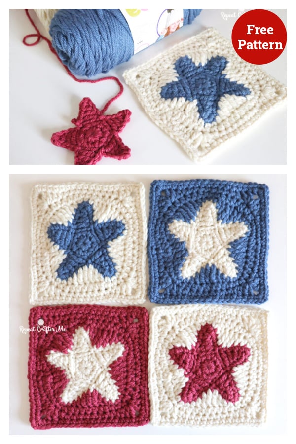 Star Squares Free Crochet Pattern