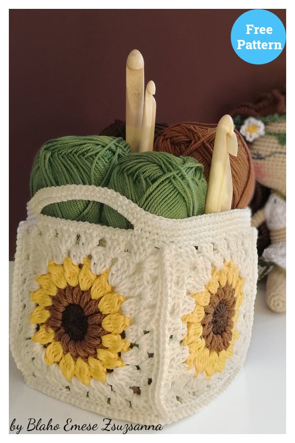 Sunflower Basket Free Crochet Pattern