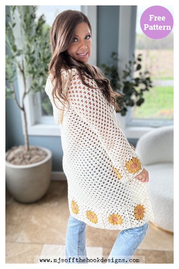 Sunny Sunflower Cardigan Free Crochet Pattern