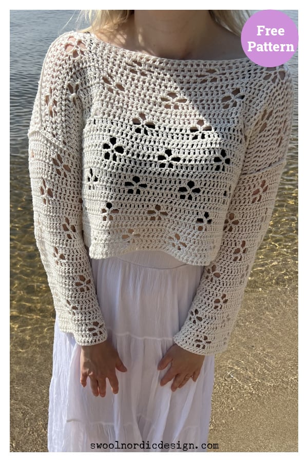 Cherry Blossom Sweater Free Crochet Pattern