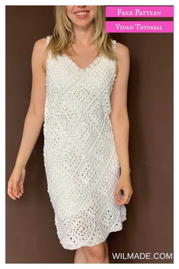 Tulip Square Dress Free Crochet Pattern and Video Tutorial