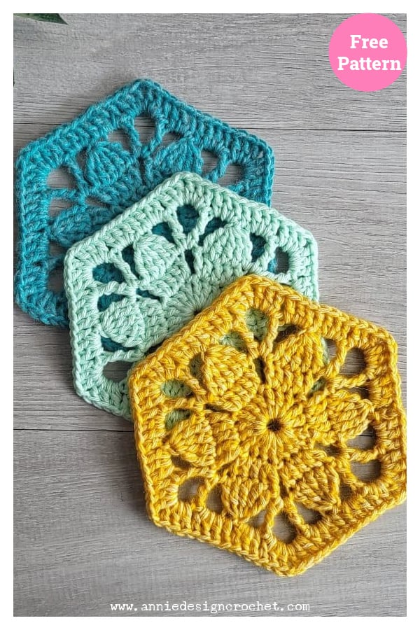 Vintage Flower Hexagon Motif Free Crochet Pattern