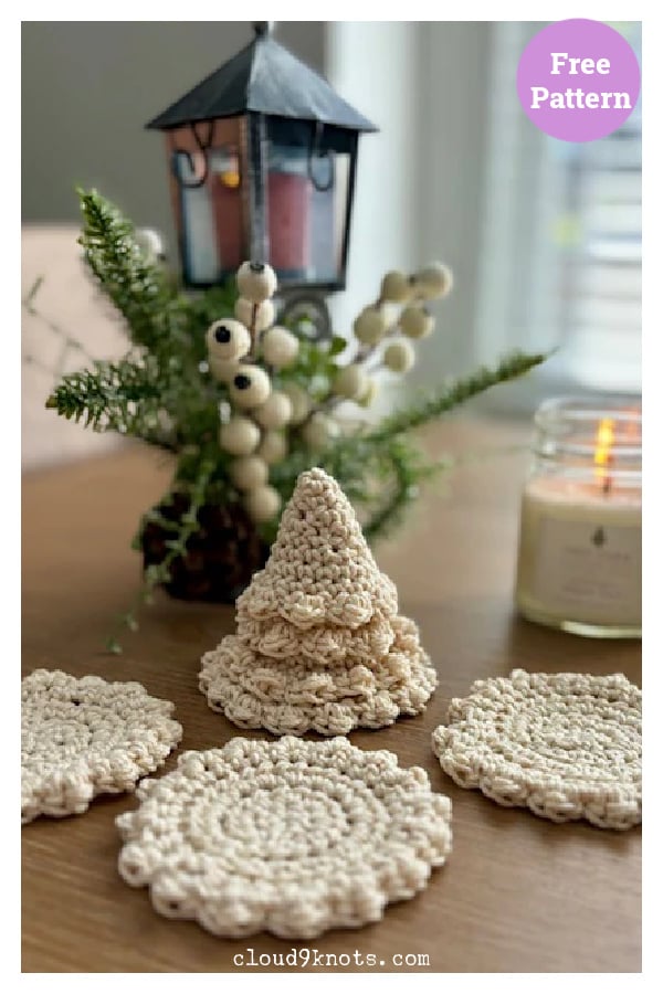 Christmas Tree Coasters Free Crochet Pattern 