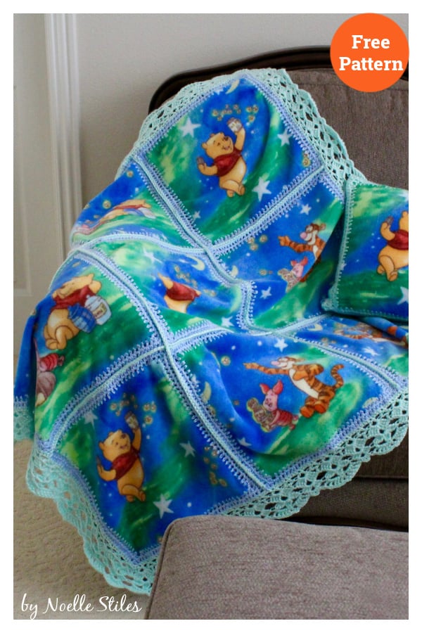 Fleece Blanket with Lace Edging Free Crochet Pattern