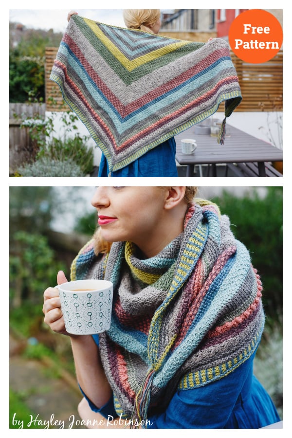 Tunisian Sampler Shawl Free Crochet Pattern