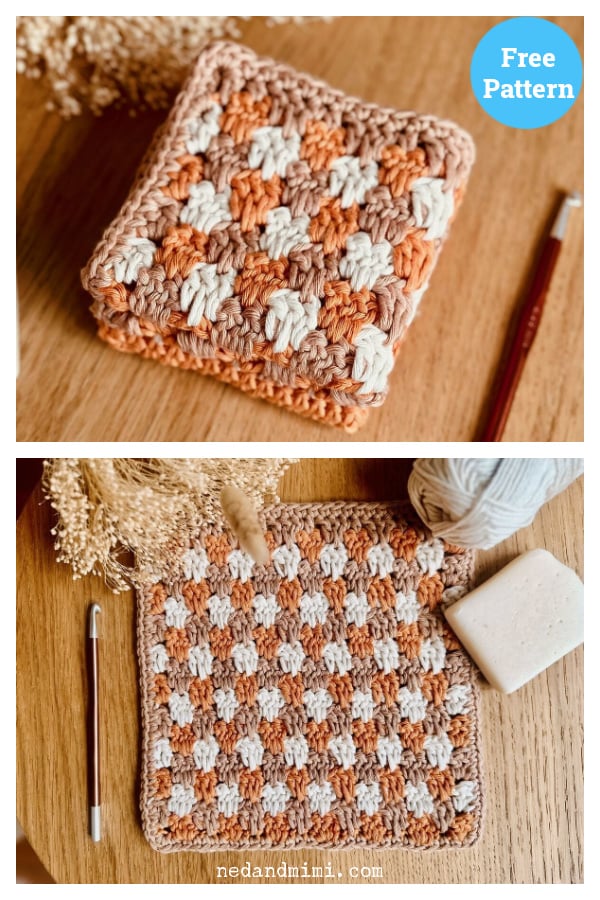 Granny Spike Stitch Washcloth Free Crochet Pattern
