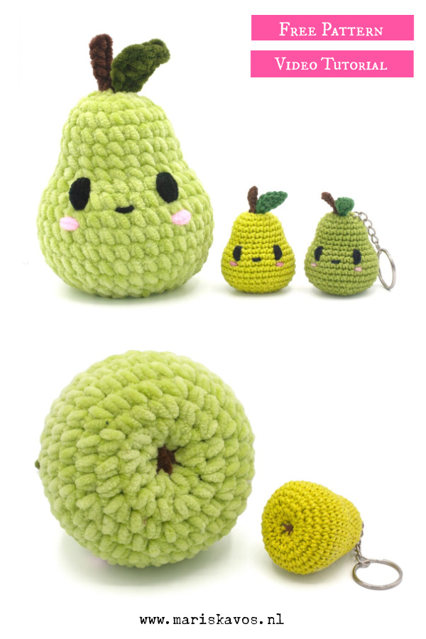 Pear Amigurumi Free Crochet Pattern and Video Tutorial