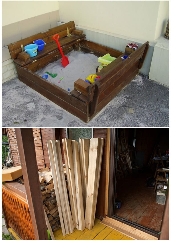DIY Covered Sandbox With Bench Seating for Kids