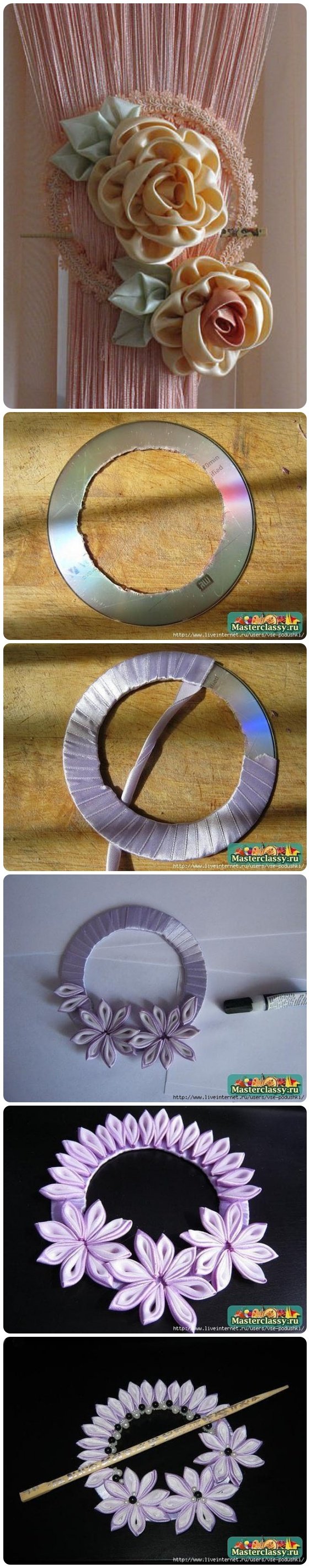 DIY curtain knot with Old CD