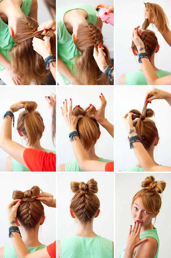 DIY Hair Bow Tutorials with Braid on The Back Hairstyle