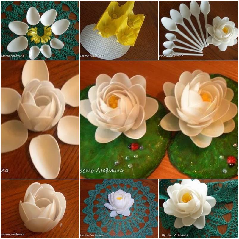 How to DIY Waterlily Flower from Plastic Spoon