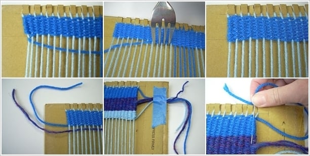 How to Weave Rug with Cardboard and Fork