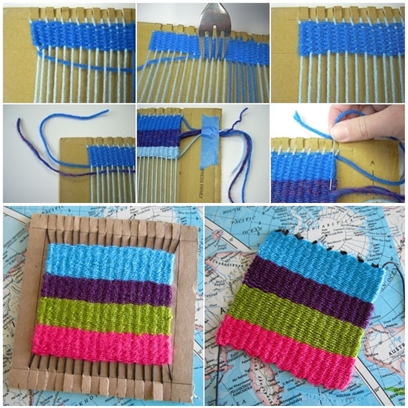 How to Weave Rug with Cardboard and Fork