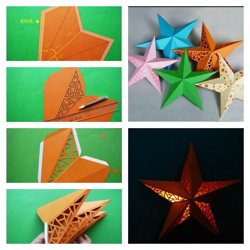 DIY 3D Paper Star Wall Lamp Shade