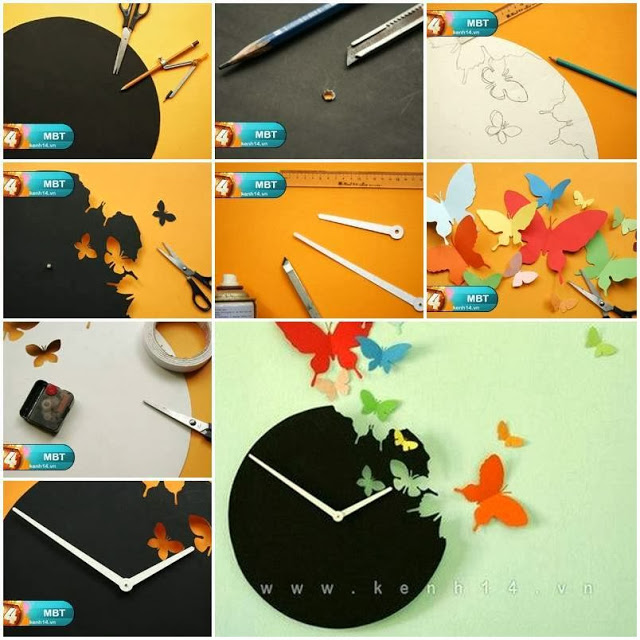 DIY Butterfly Wall Art Clock 