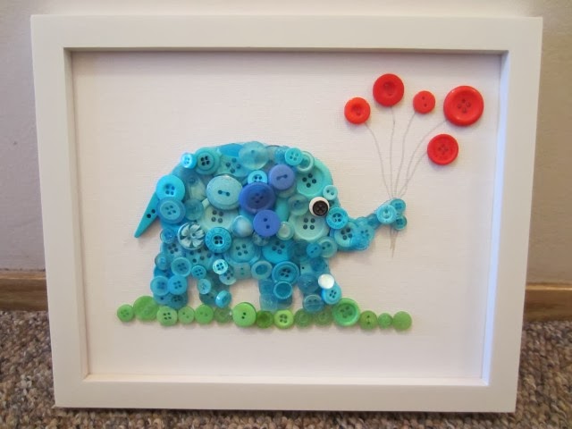 DIY Button Elephant Wall Art Craft