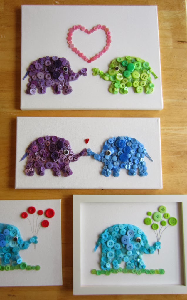 DIY Button Elephant Wall Art Craft