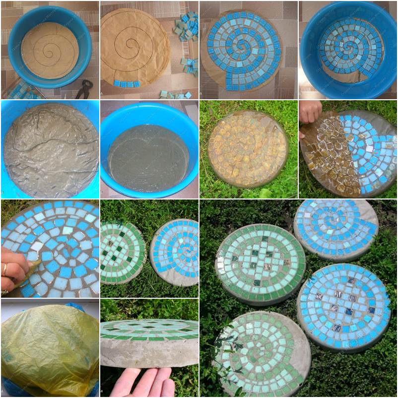 DIY Mosaic Stepping Stones for the Garden