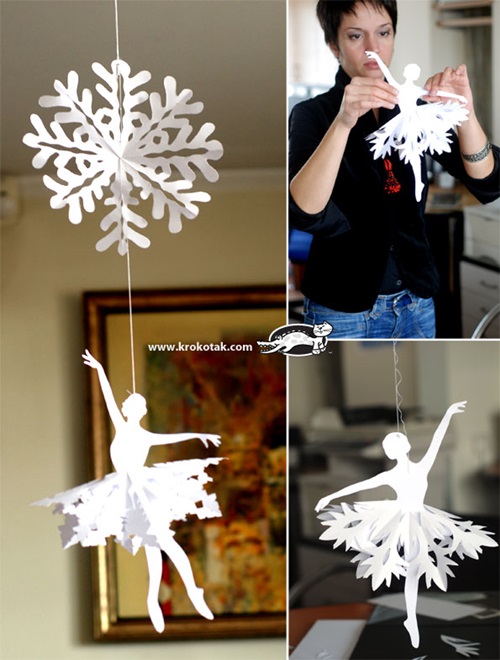 DIY Paper Snowflake Ballerinas for Room Decoration